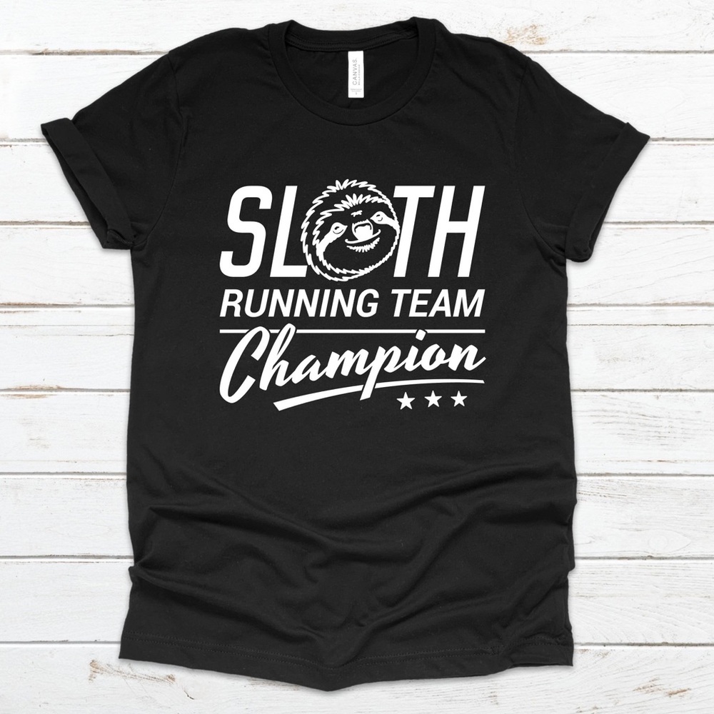 NWT Sloth Running Team Champion Graphic Tee Shirt